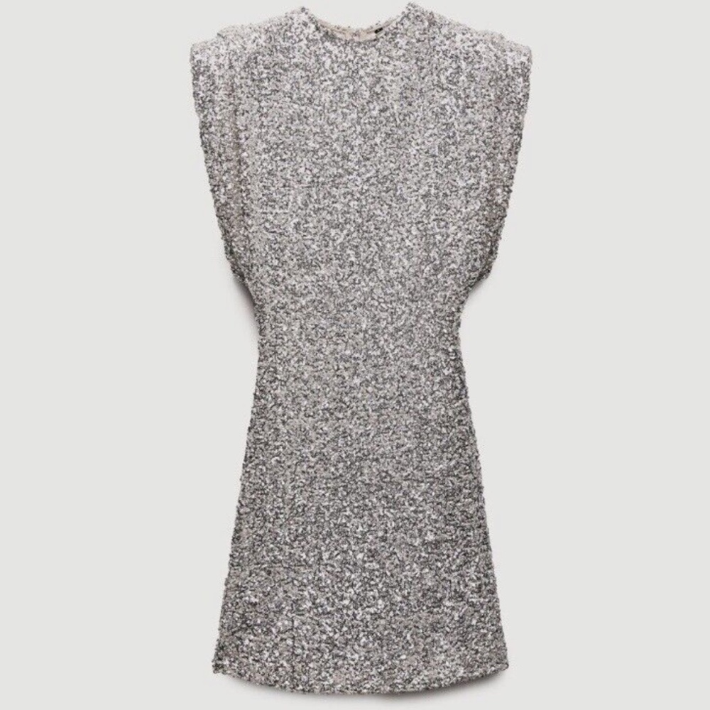Zara Sparkle Sequin Shoulder Pads  Dress ZW COLLECTION - Picture 5 of 16